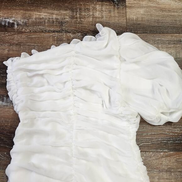 Mergim Magda Bridal One Shoulder Dress White Size 2 US Size Medium *No Belt* NWT - Picture 8 of 12